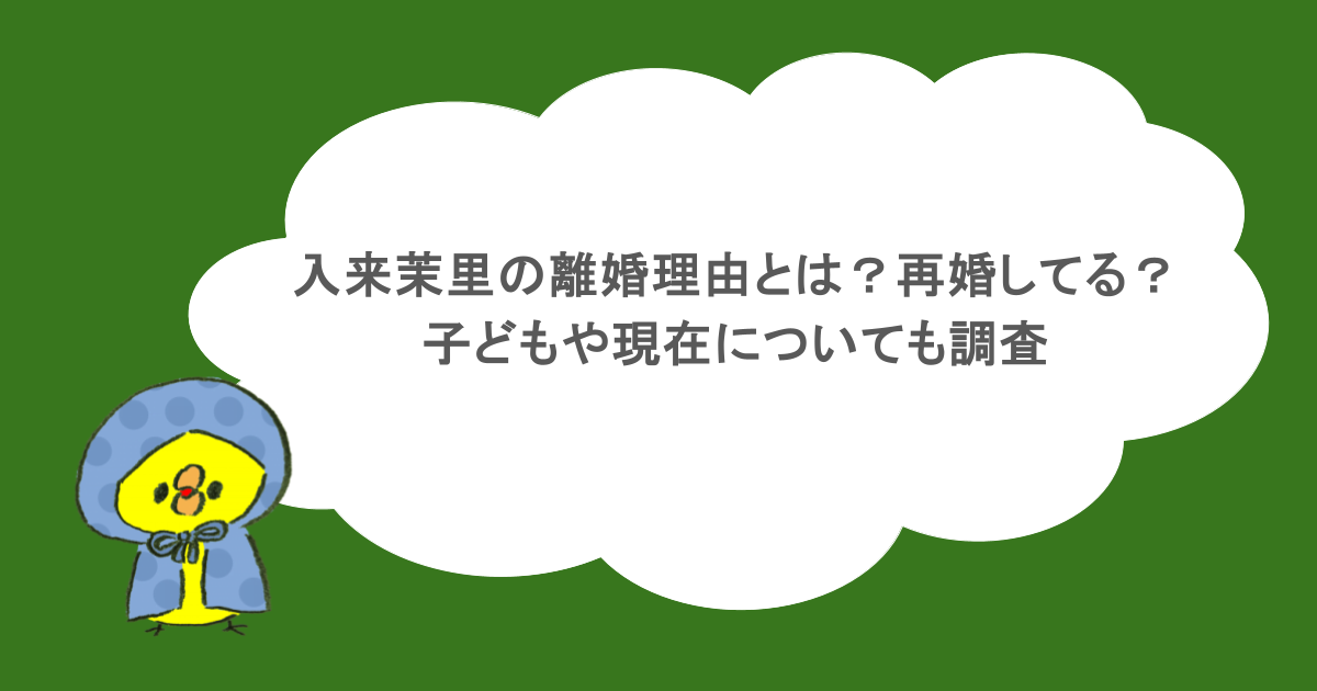 入来茉里の離婚理由とは？再婚してる？子どもや現在についても調査